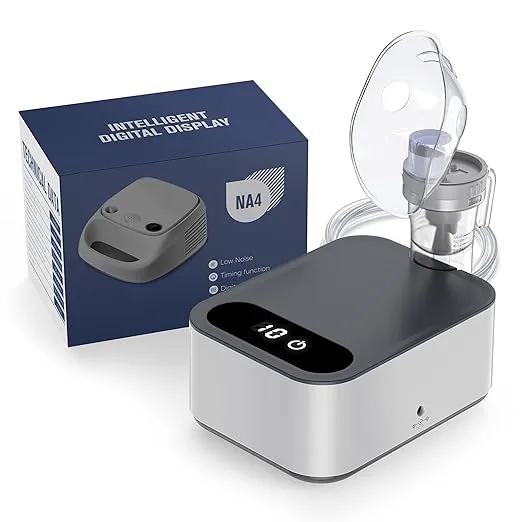 Smart Nebulizer for Adults and Kids-Digital Display Nebulizer with Adjustable Time，Portable Nebulizer Machine for Breathing with Mouthpiece & Mask, Desktop Asthma Compressor Nebulizer for Home Use