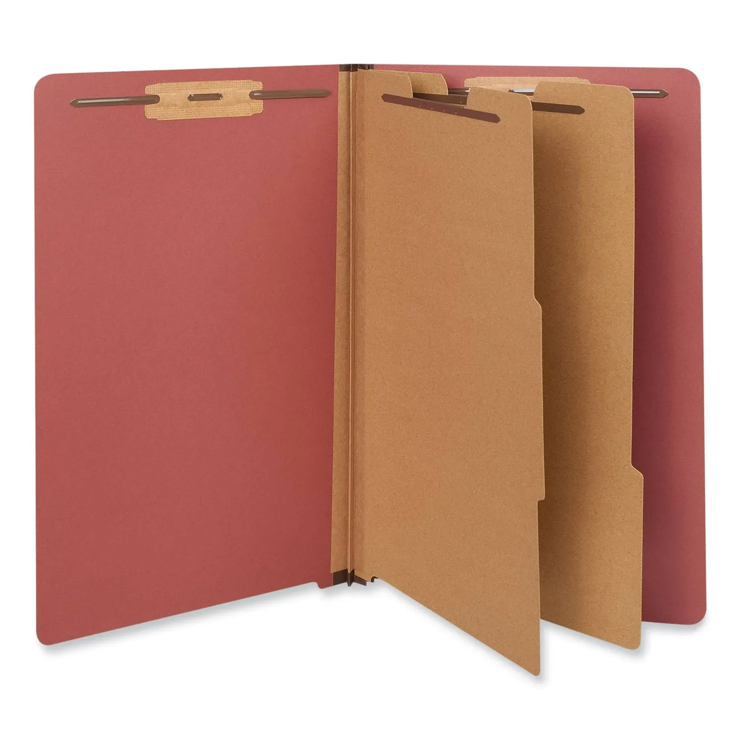 Universal Pressboard End Tab Classification Folders Legal Six-Section Red 10/Box