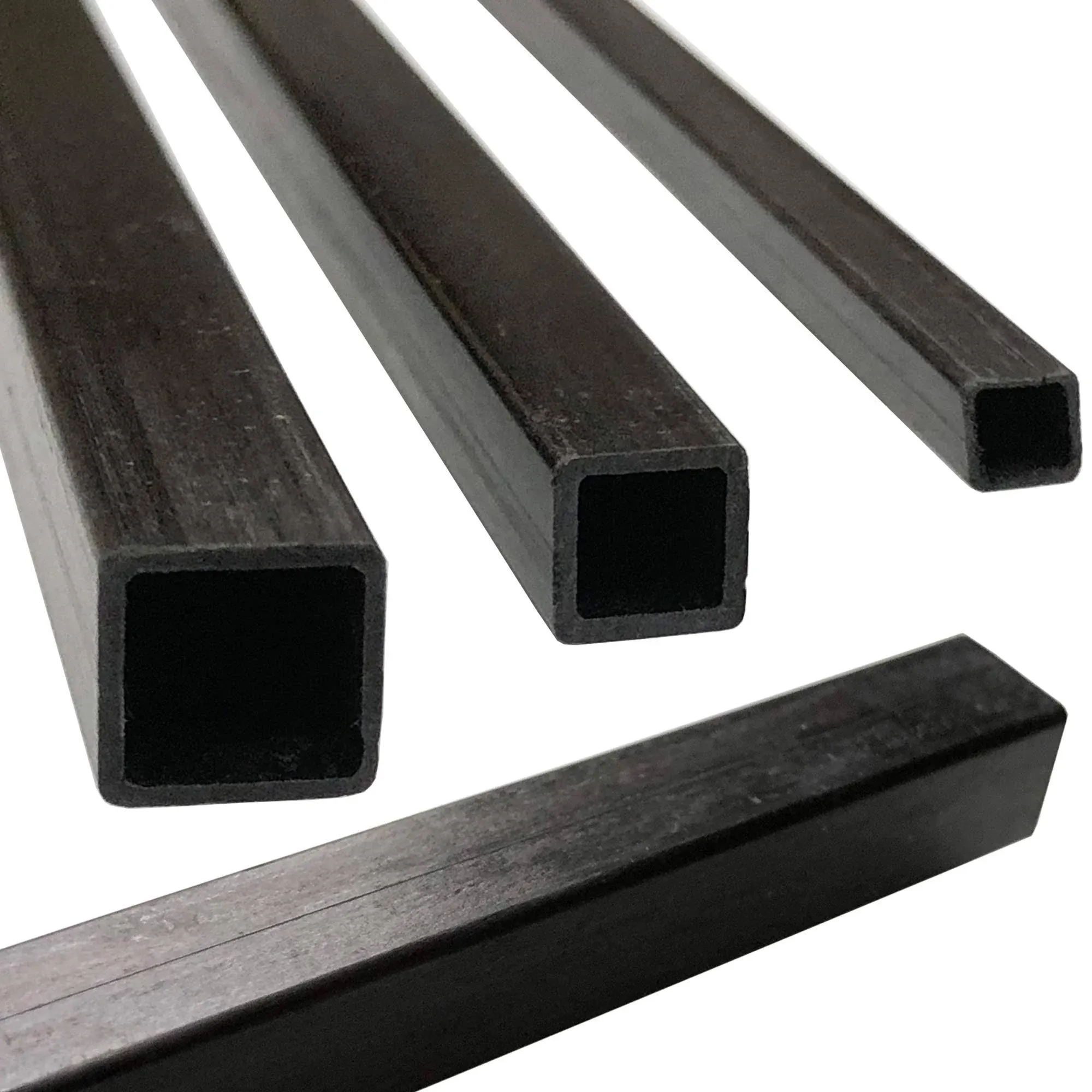 (2) Pultruded Square Carbon Fiber Tube - 10mm x 10mm x 1000mm - (2) tubes