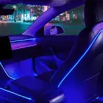 Nestour 2016-2020 Tesla Model 3 Y Interior Car Neon Lights (Center Console+Dashboard+Seat Back+4 Foot Lights) with Matching Armrest Organizer, Tesla Ambient Lighting, APP-Controlled LED Strip Lights