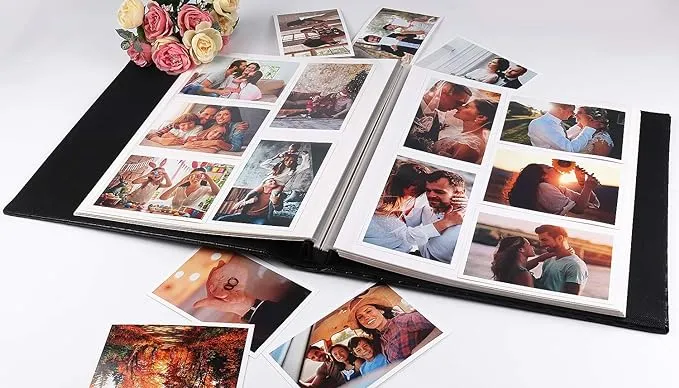 RECUTMS 60 Pages DIY Scrap Book Photo Album 4x6 5x7 8x10 Pictures PU Leather Cover Wedding Photo Album Baby Picture Book Family