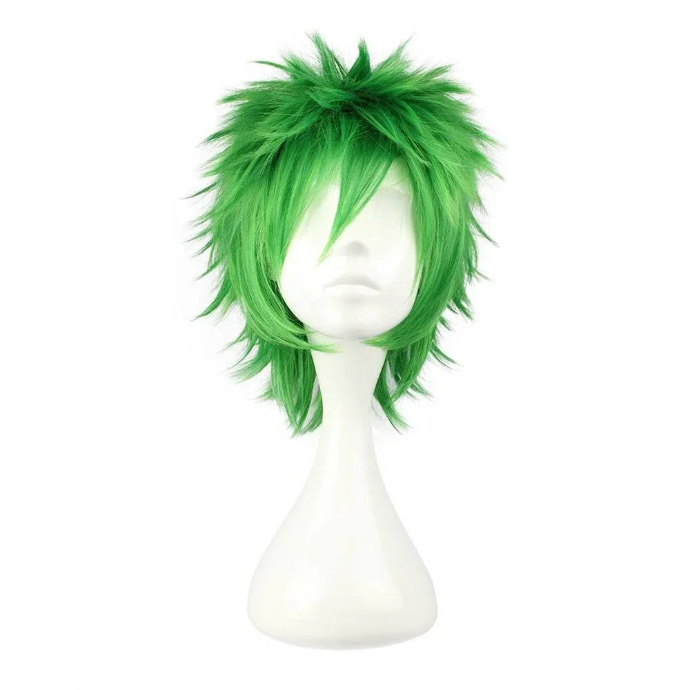 COSPLAZA Cosplay Wig Short Green Spiked Punk St Patricks Day Anime Hai