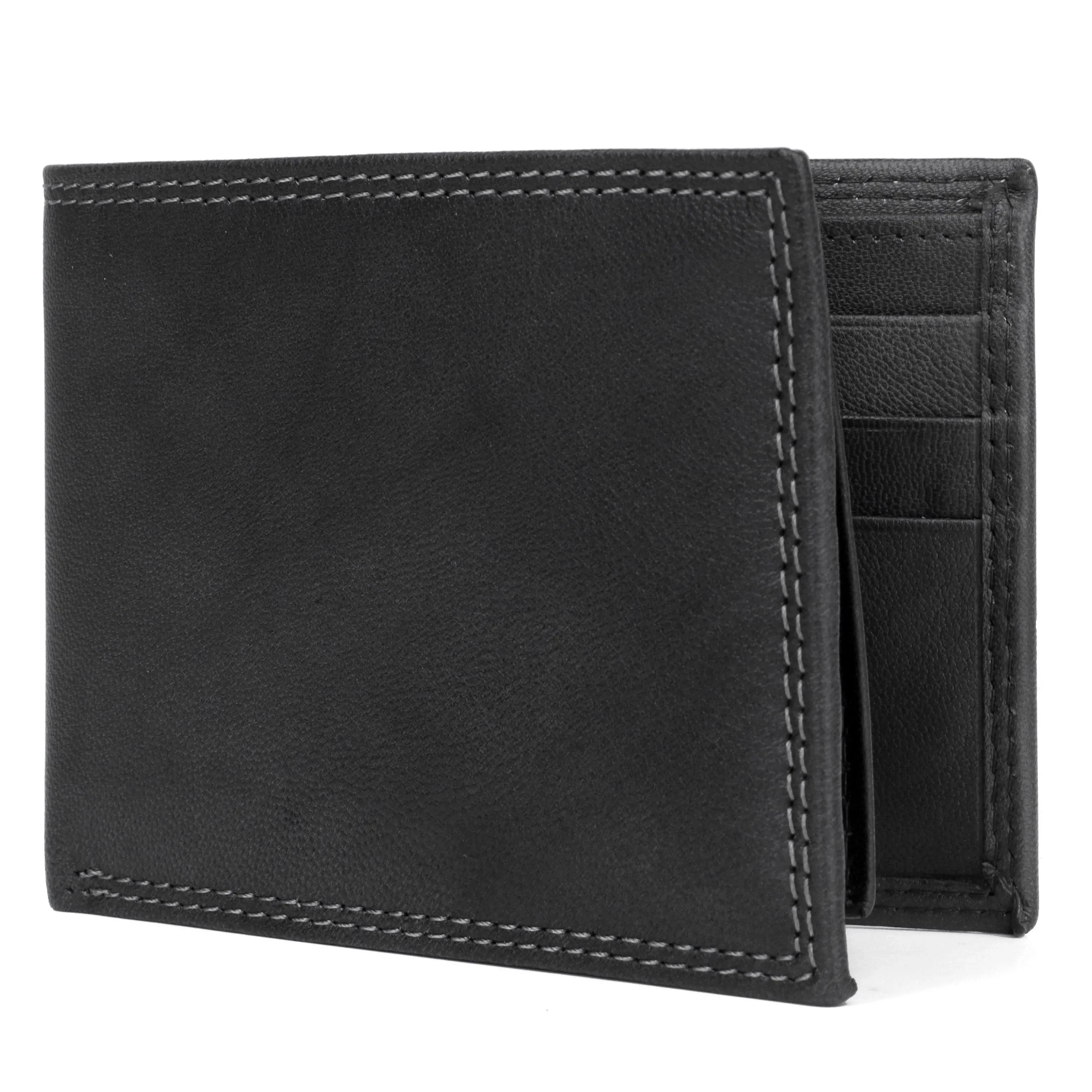 Credit Card Leather Billfold Wallet In Black