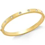 Kate Spade Set in Stone Bracelet Hinged Bangle Pave Clear Crystal Gold Tone