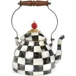 MacKenzie-Childs Courtly Check Enamel Tea Kettle, Decorative Tea Kettle, 2-Quart Capacity