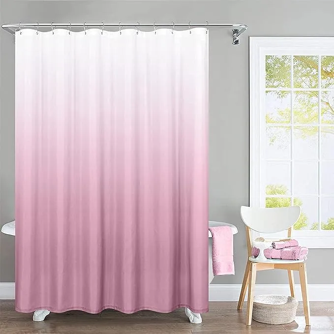 jinchan Ombre Shower Curtain Pink for Bathroom Waterproof Gradual Color Design ...