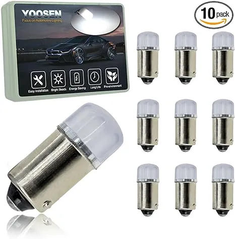 YOOSEN White LED Light Bulb Bayonet BA9 BA9S 53 57 1895 64111 T4W Size for Car 12V