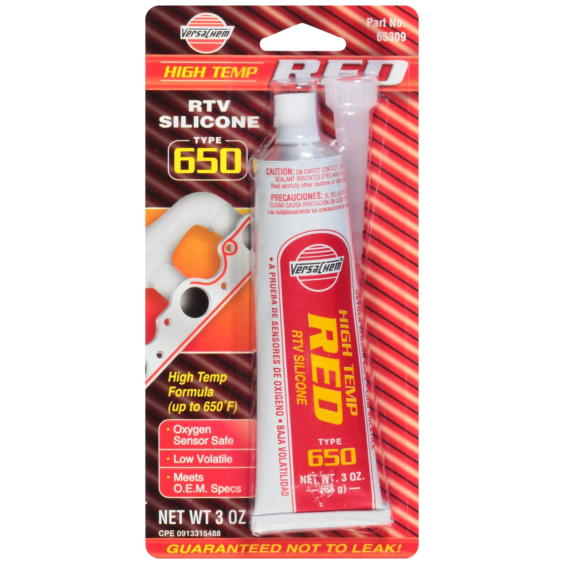 Versachem Hi-Temp Red RTV Silicone, 65309, 3 oz. Tube