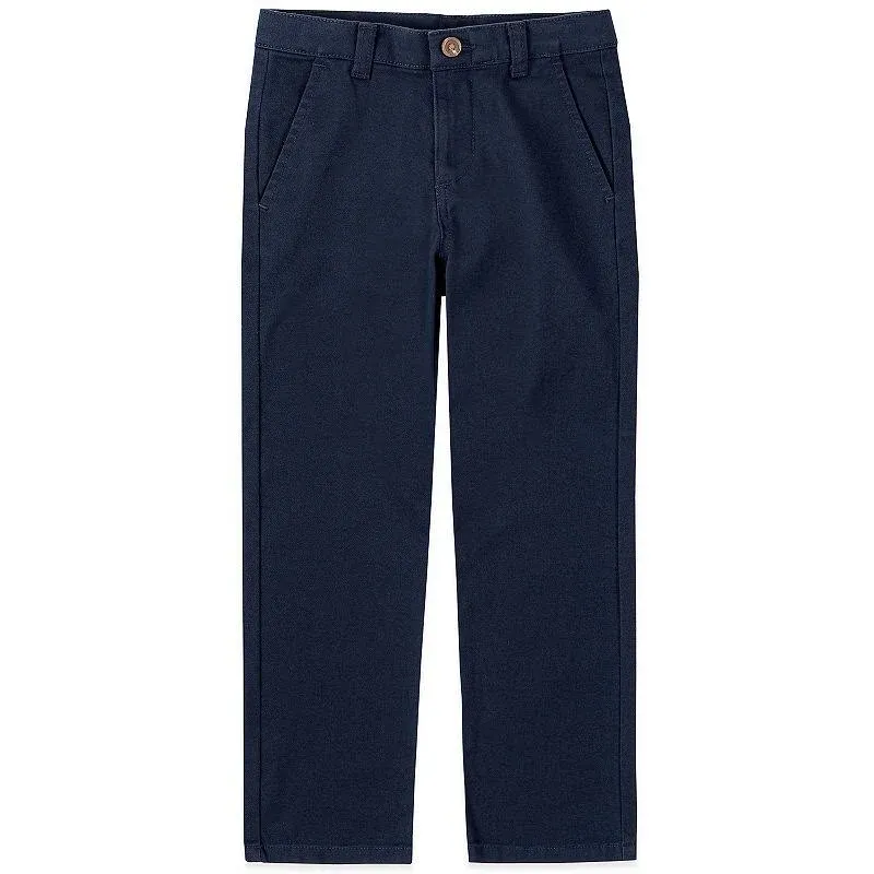 IZOD Boys&#039; School Uniform Flat Front Twill Pants, Navy, 18 Husky