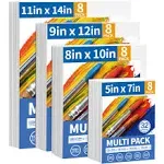 FIXSMITH Painting Canvas Panels Multi Pack- 5x7,8x10,9x12,<wbr/>11x14 (8 of Each),Set