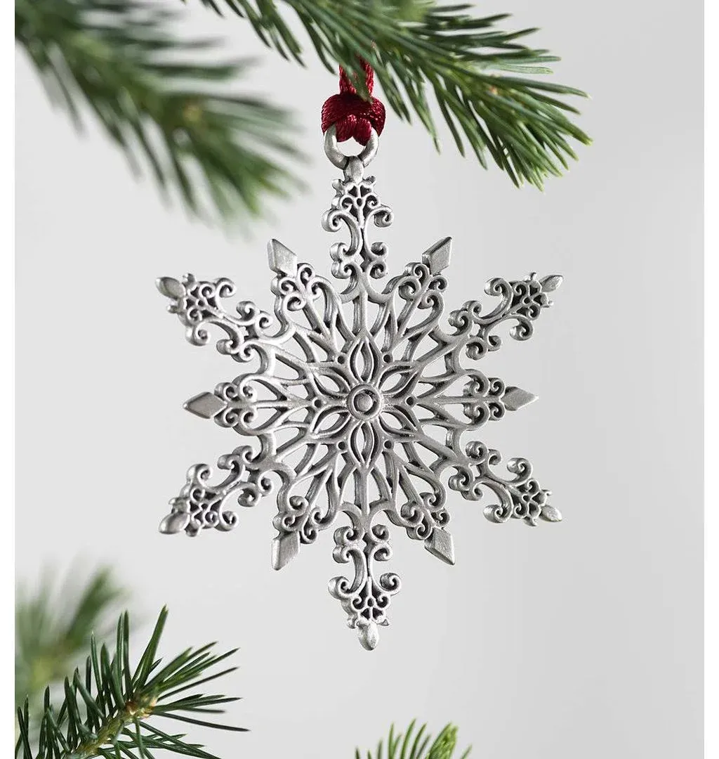 2024 New Solid Pewter Christmas Tree Ornament, Double-Sided Handcrafted Hanging Pewter Christmas Ornament, DIY Craft Hanging Ornaments for Christmas Trees Home Party Party Gifts (Snowflake)