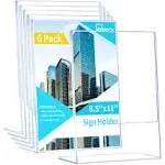 Annecy Sign Holder 8.5x11 6 Pack, Clear Slanted Plastic Sign Holder 8.5 x 11 Standing, Display Vertically Menu, Document, Paper, Suitable Desktop for Coffee, Hotel, Office, Public