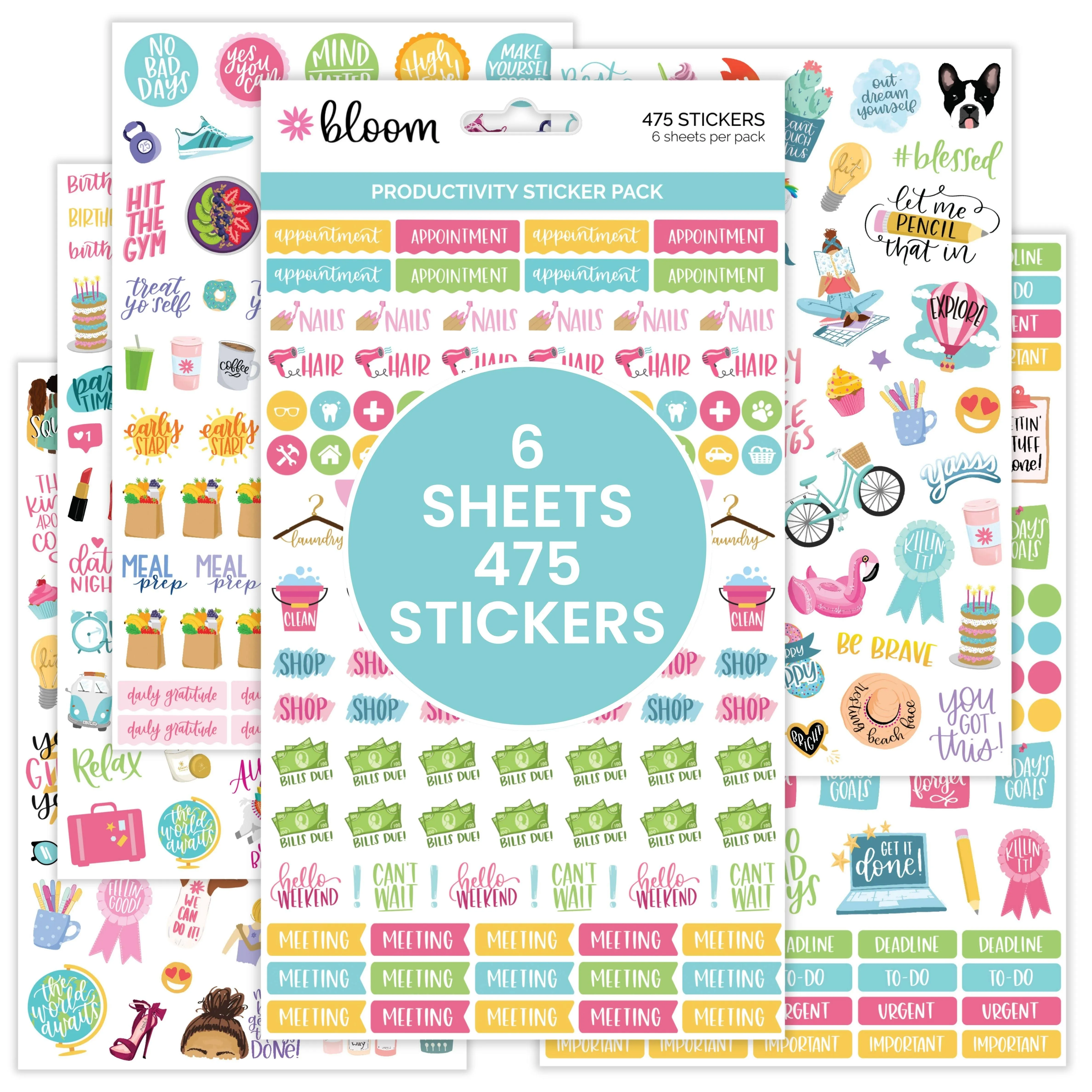 Bloom Daily Planners Productivity Stickers - Variety Sticker Pack - Six Sticker ...