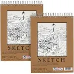 9 in. x 12 in. Premium Spiral Bound Sketch Pad, 60 Pound, 100 Sheets (Pack of 2 Pads)