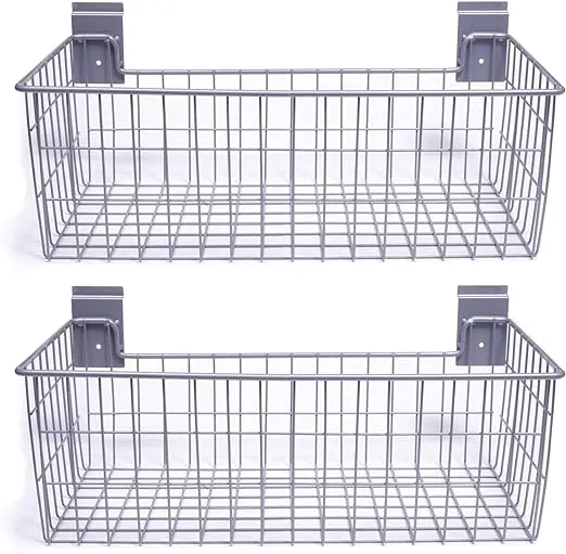 24 in. L x 12 in. W Slatwall Deep Wire Basket (2-Pack)