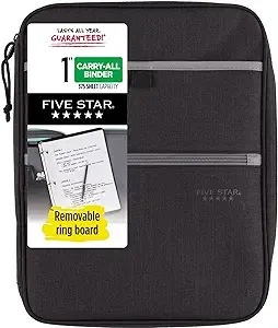 Five Star Zipper Binder, 1 Inch 3 Ring Binder, Carry-All with Internal Pockets and Dividers, 375 Sheet Capacity, Assorted Colors, Color Will Vary, 1 Count (29092)