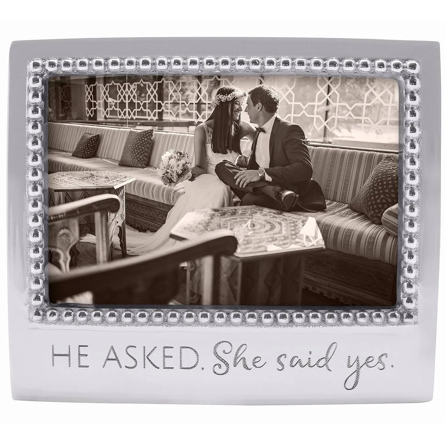 HE ASKED. SHE SAID YES Beaded 4x6 Frame