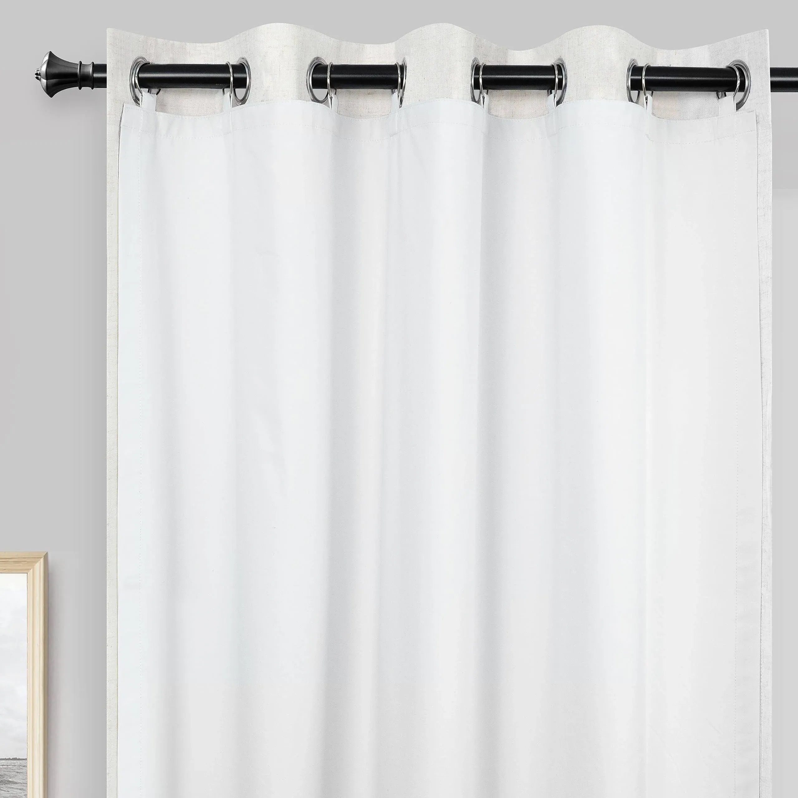 DriftAway Thermal Insulated 100 Percent Darkening Blackout Curtain Liner 2 Panels Each Liner Size 50 Inch by 50 Inch Rings Included Off White Panel