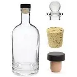 Nakpunar 12 oz 375 ml Nordic Glass Liquor Bottle with T-Top Synthetic Cork with Bonus Glass Bottle Stopper and Regular Bottle Cork, Pourer T-bar - Heavy bottom decanter Made in USA (1, 12 oz (375 ml))