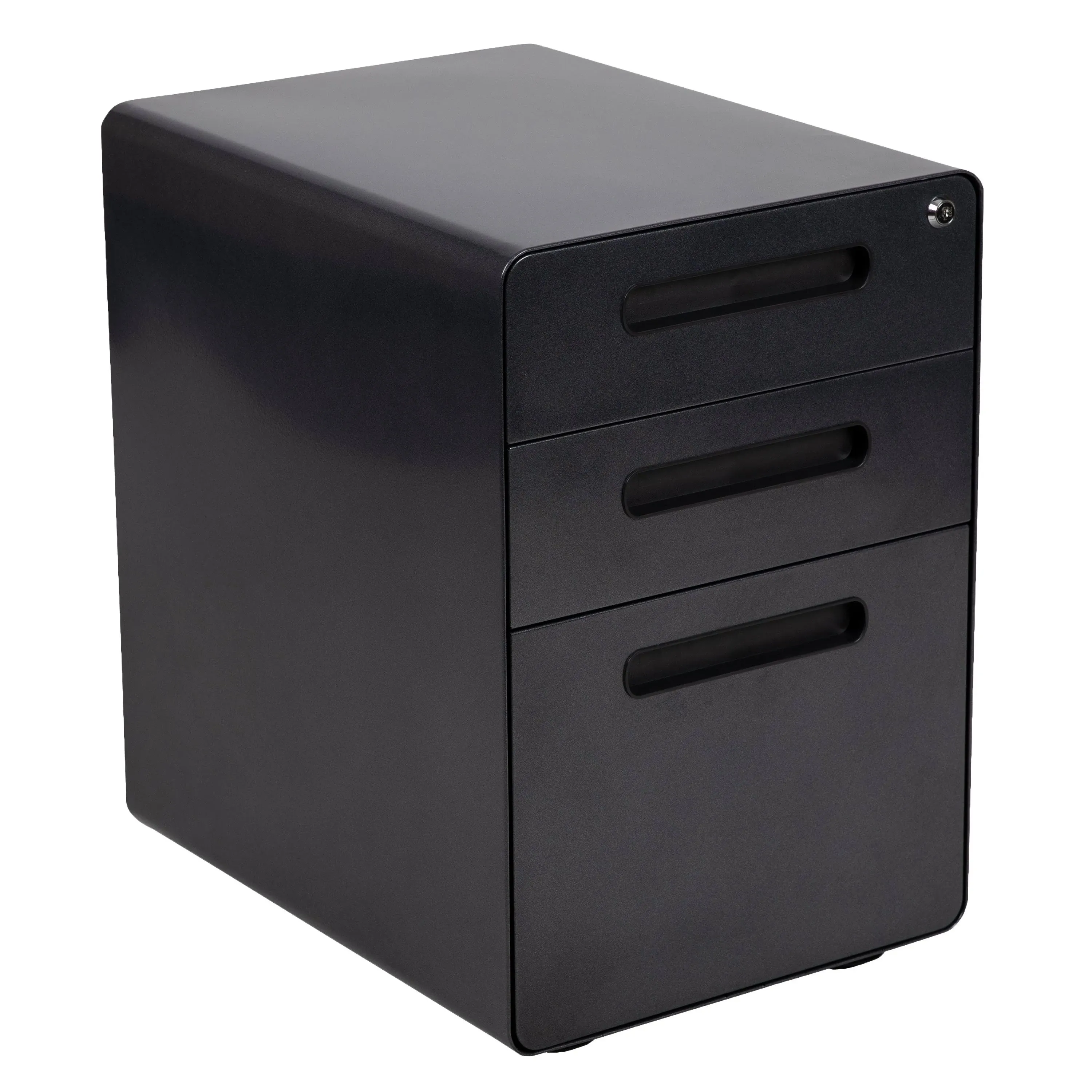 Flash Furniture 3 Drawer Modern Mobile File Cabinet in Black