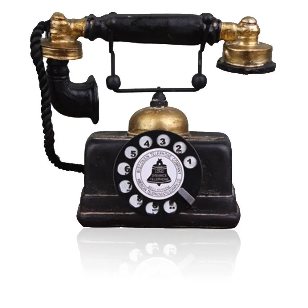 7 Inch Creative Retro Telephones European Resin Rotary Dialing Telephone Decorat