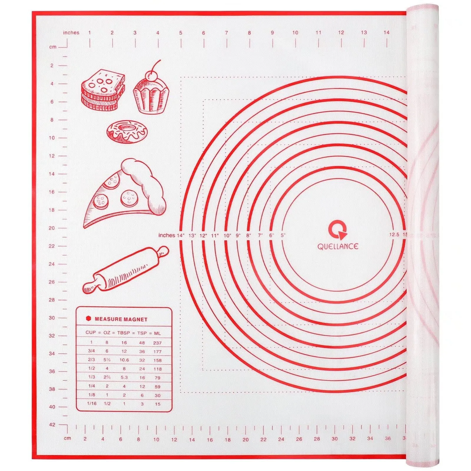 QUELLANCE Silicone Baking Mat, Pastry Mat for Rolling Dough Non Slip Extra Large ...