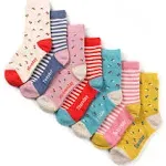 COTTON DAY 7 Days of the Week Gift Box Kids Girls Fashion Short Socks Cute Animal, Floral, Stars, Stripes & Polka Dots Design