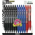 Zebra Z-Grip Retractable Ballpoint Pen, Medium 1 mm, Assorted Ink/Barrel, 24/Pack