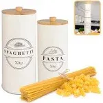 Kito Living Spaghetti and Pasta Containers with Airtight Lids, Pasta Spaghetti Canister Sets for Kitchen Counter with Bamboo Lid, Locking Stackable