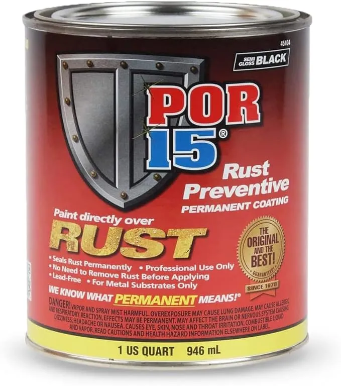 POR-15 Rust Preventive Coating, Stop Rust and Corrosion Permanently, Anti-rust, Non-porous Protective Barrier, 32 Fluid Ounces, Semi-gloss Black