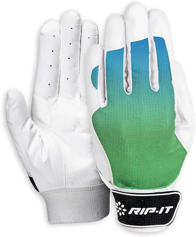 Girls' RIP-IT Blister Control Kids Softball Batting Gloves Medium Aqua/Lime