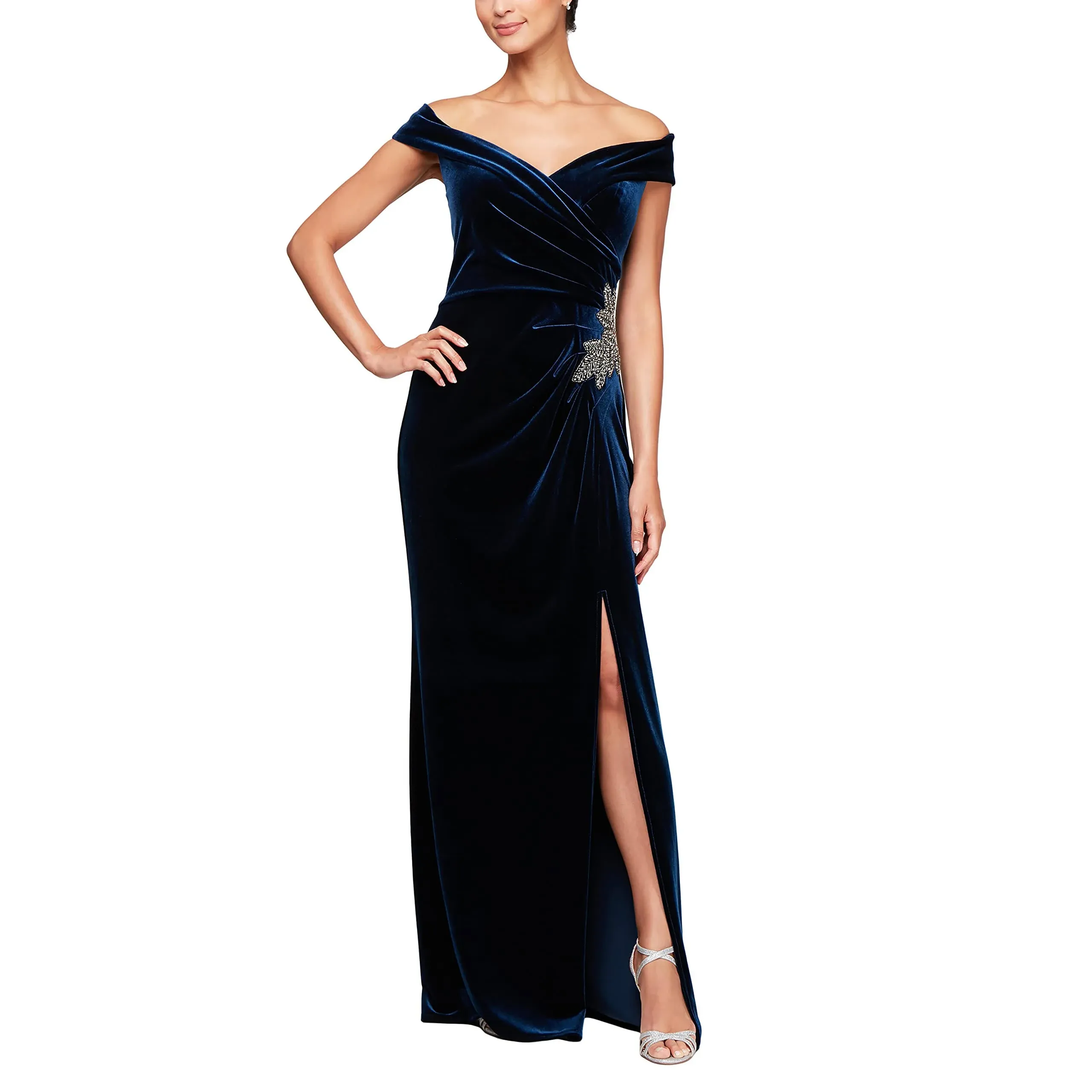 Style 81917705 Alex Evening Plus Size 18 Blue Side Slit Dress