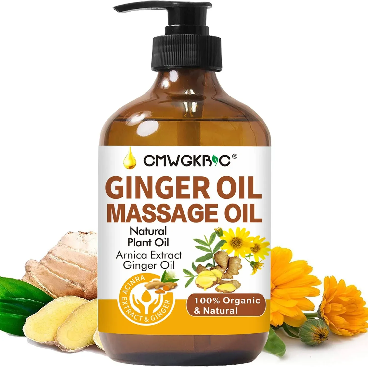 2 Pack Ginger Oil Lymphatic Drainage Massage,Belly Drainage Ginger Oil-Warming Tired Sore Muscle Ginger Massage Oils With Natural Arnica Extract,Grapeseed Oil,Vitamin E Massage Oil for Massage Therapy