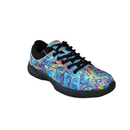 ELITE Women&#039;s Blue Swirl Bowling Shoes - Adjustable Fit, Slide Soles,... 