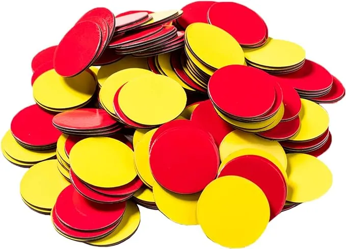 Dowling Magnets Magnetic Two-Color Counters (red/Yellow, 1 inch Diameter Each), Set of 200