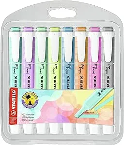 STABILO Swing Cool Highlighter Set, Set of 8, Fluorescent/Pastel