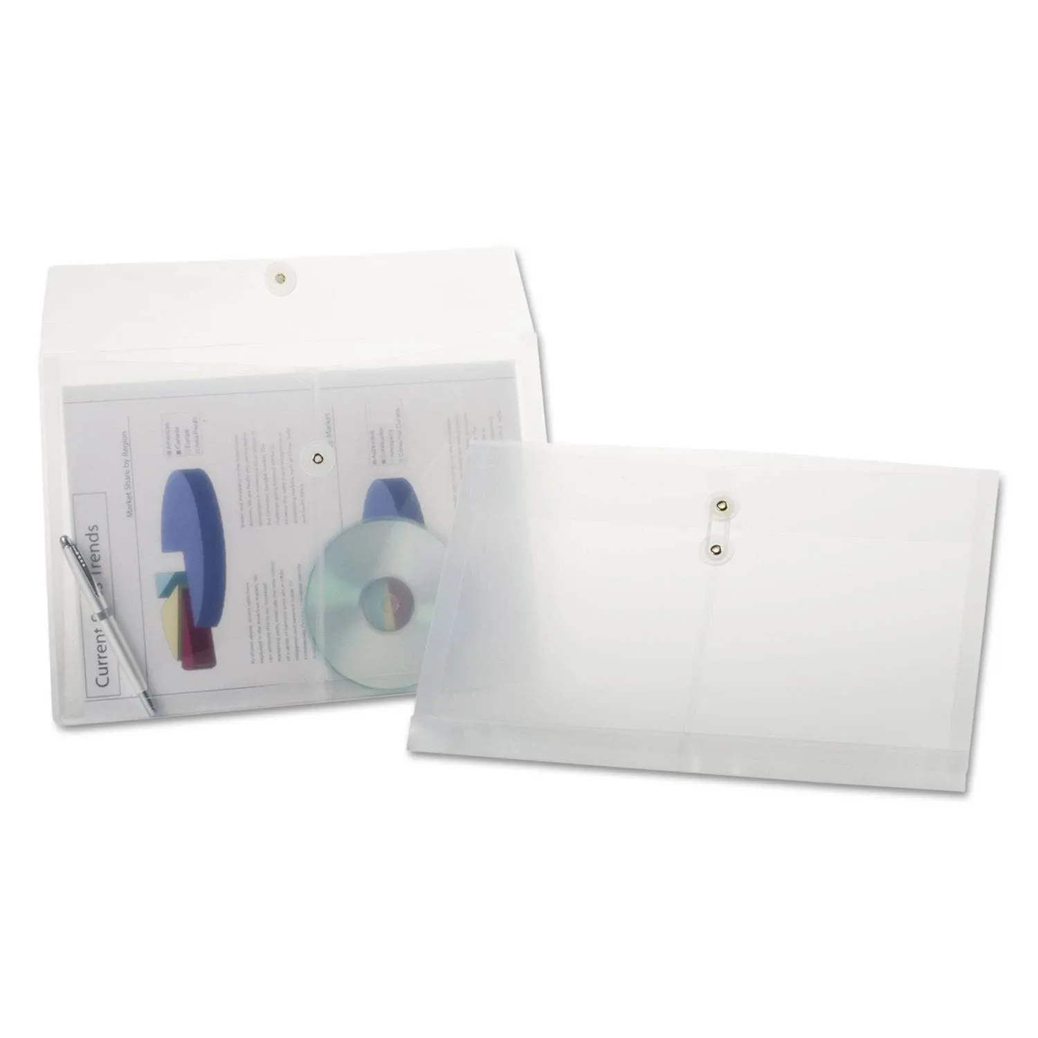 Pendaflex Expandable Poly String & Button Booklet Envelope, Clear, Legal, 3/Pack