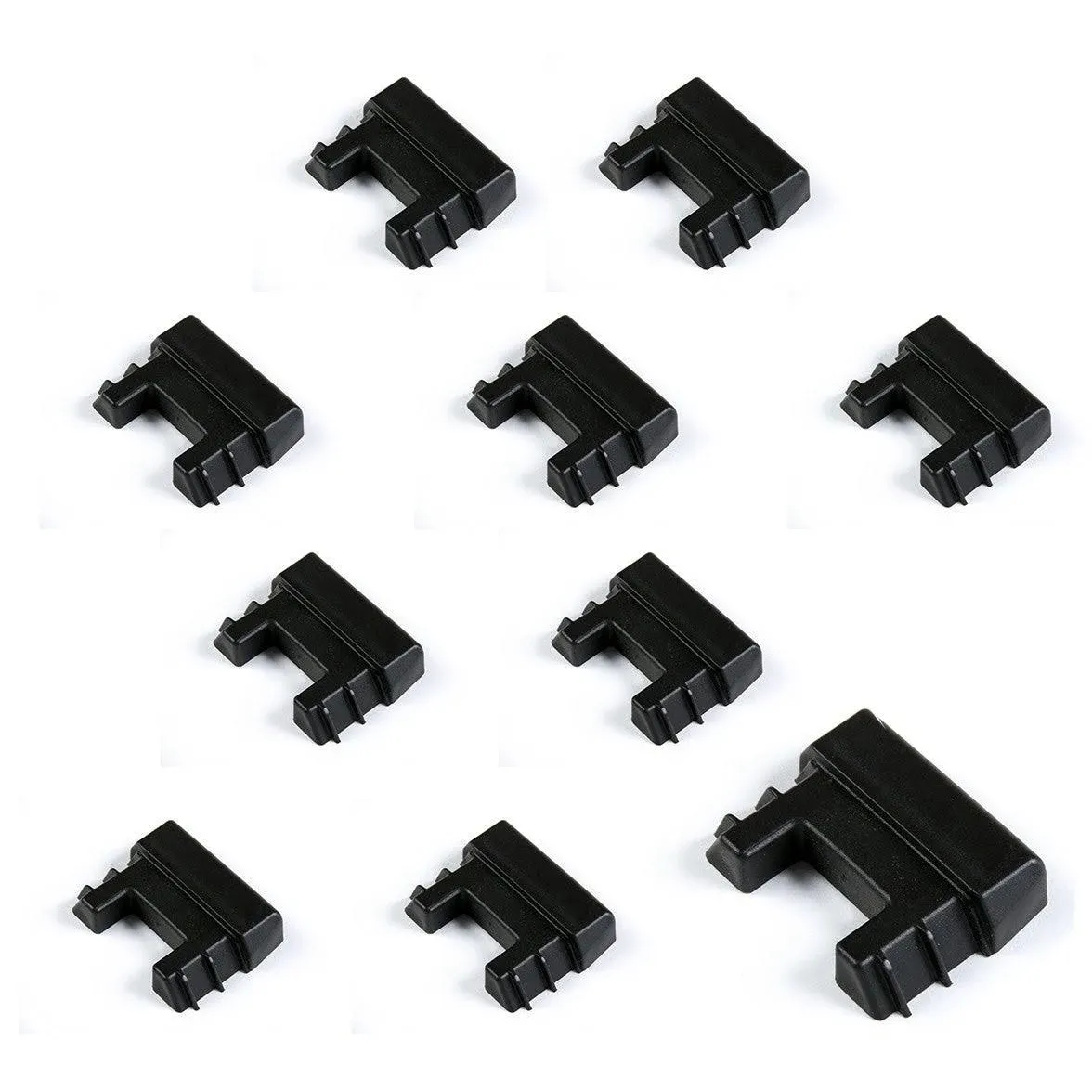 Vertical E-TrackPlastic End Cap Protectors, Black, 10 Pack