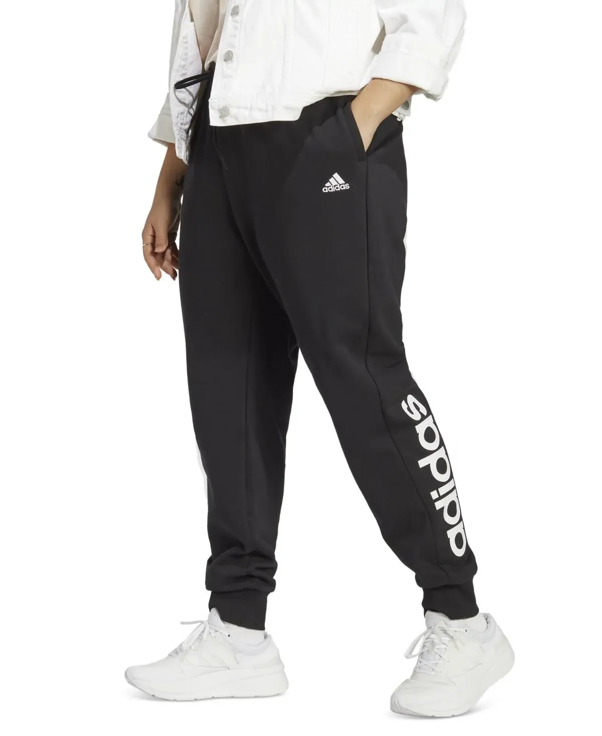 adidas Women's Essentials Linear French Terry Cuffed Pants (Plus Size)