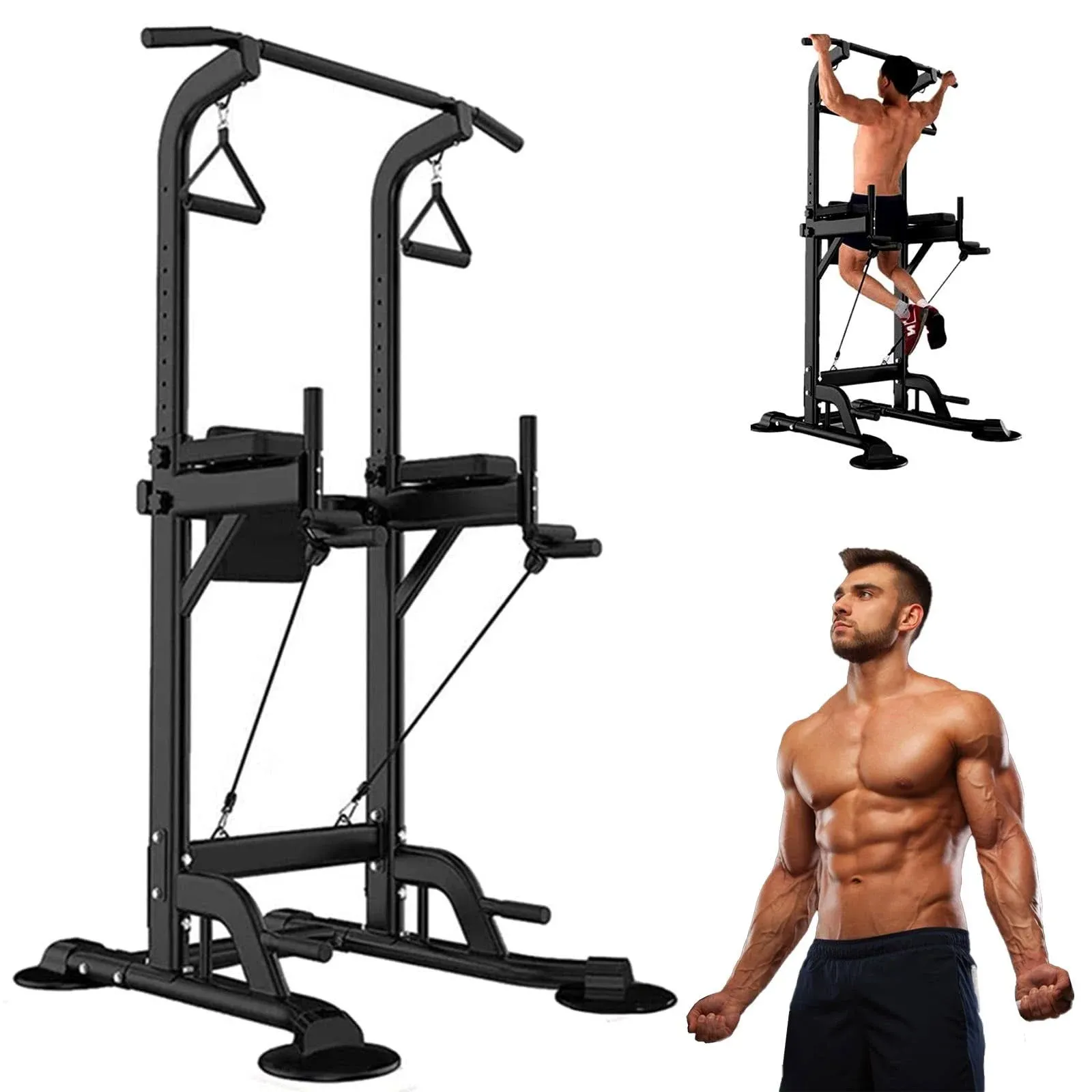 K KiNGKANG Power Tower Adjustable Height Pull Up Dip Station Multi-function Home Strength Training Fitness Workout Station for Home Gym