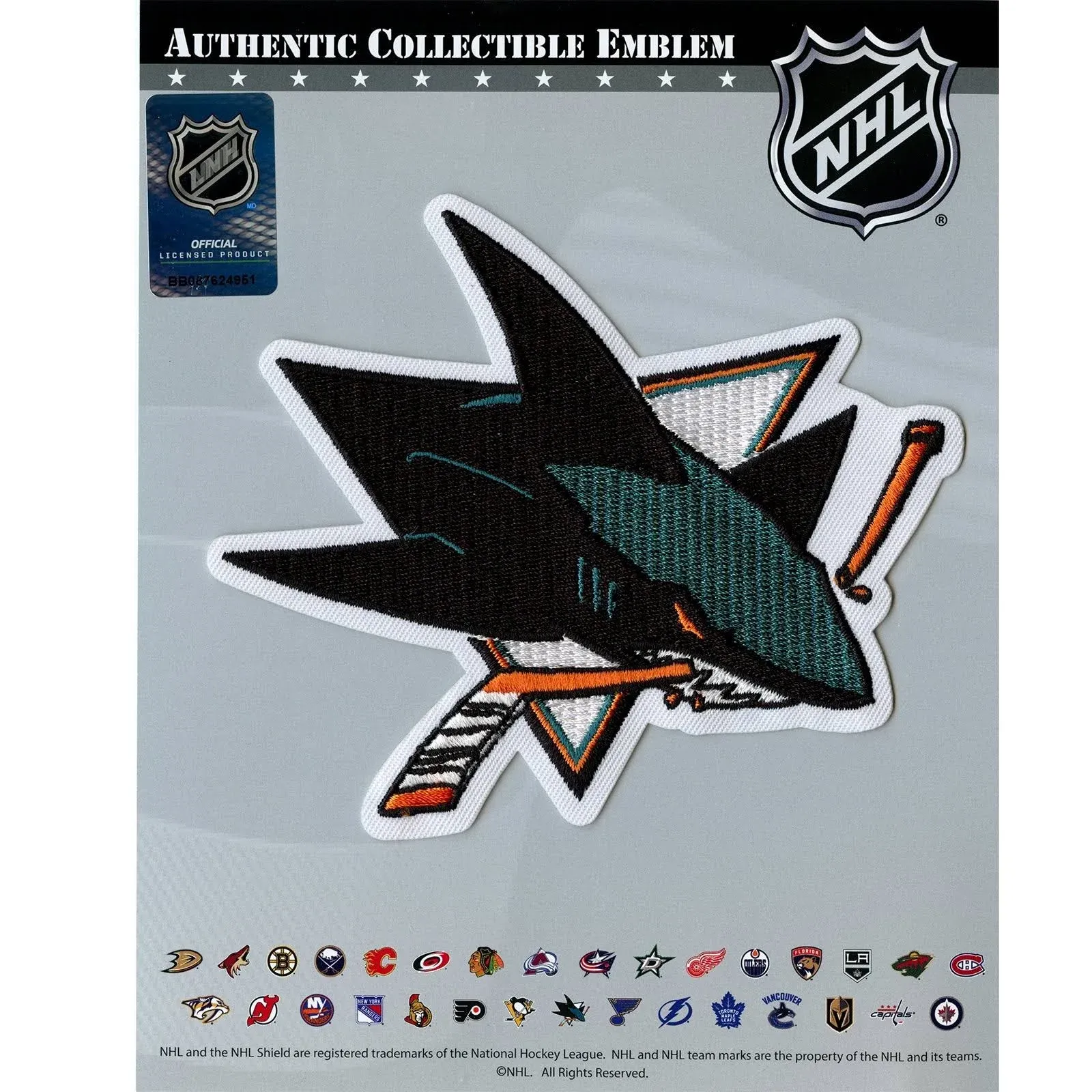 San Jose Sharks Primary Team Logo Patch Emblem Jersey Official NHL Hockey