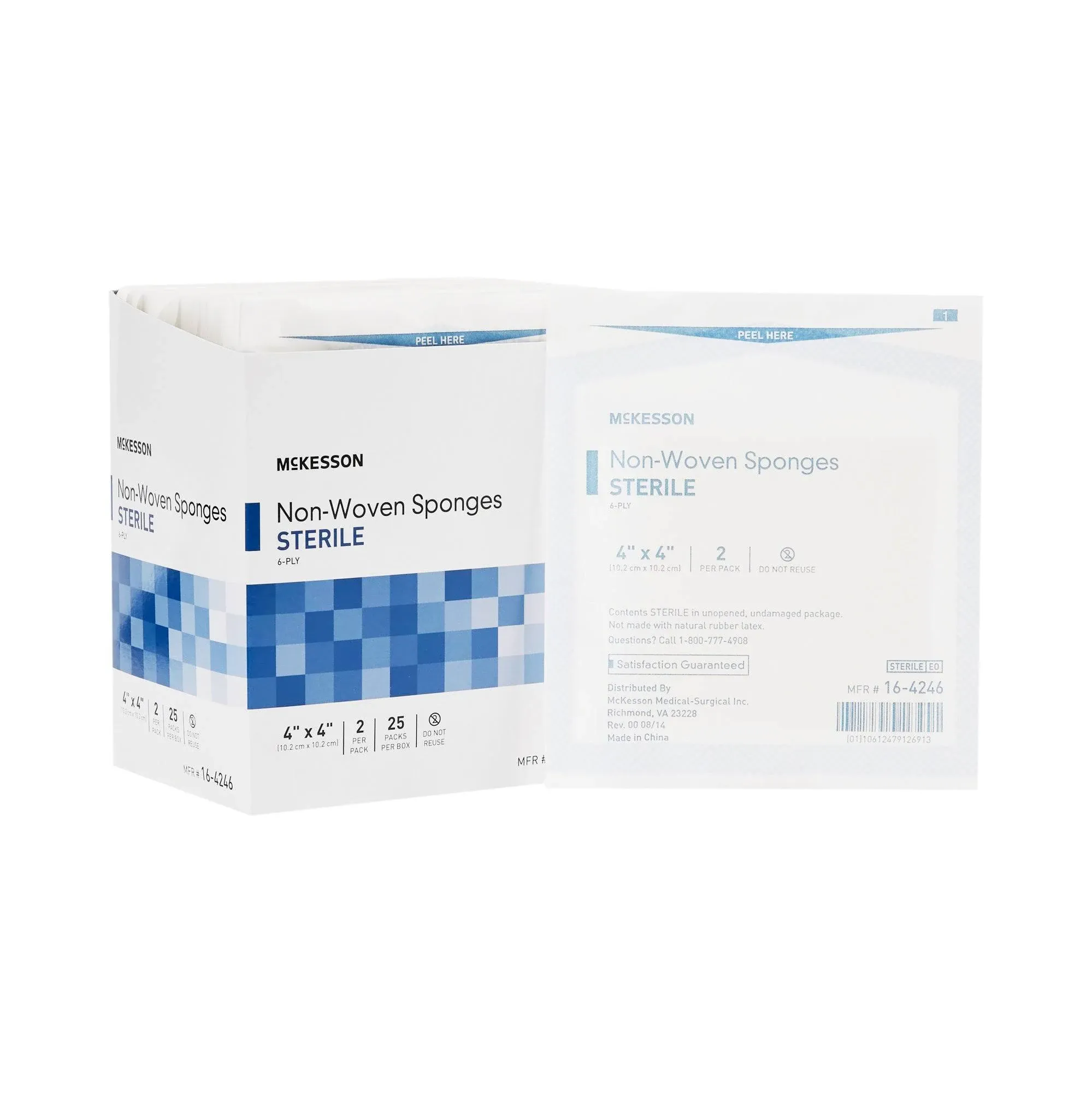McKesson 16-4244 - Nonwoven Sponge McKesson Polyester / Rayon 4-Ply 4 X 4 Inch Square Sterile