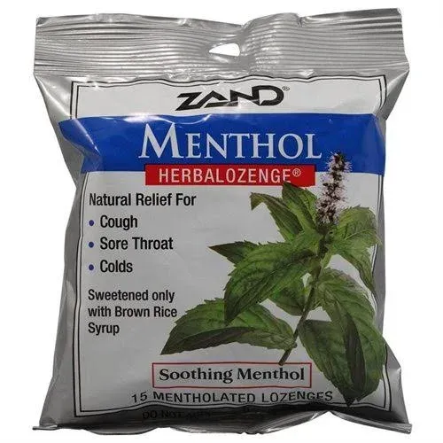 Zand Immunity Menthol HerbaLozenge Cough Drops | Peppermint, Eucalyptus, Herb Blend | No Corn Syrup (15 Lozenges)