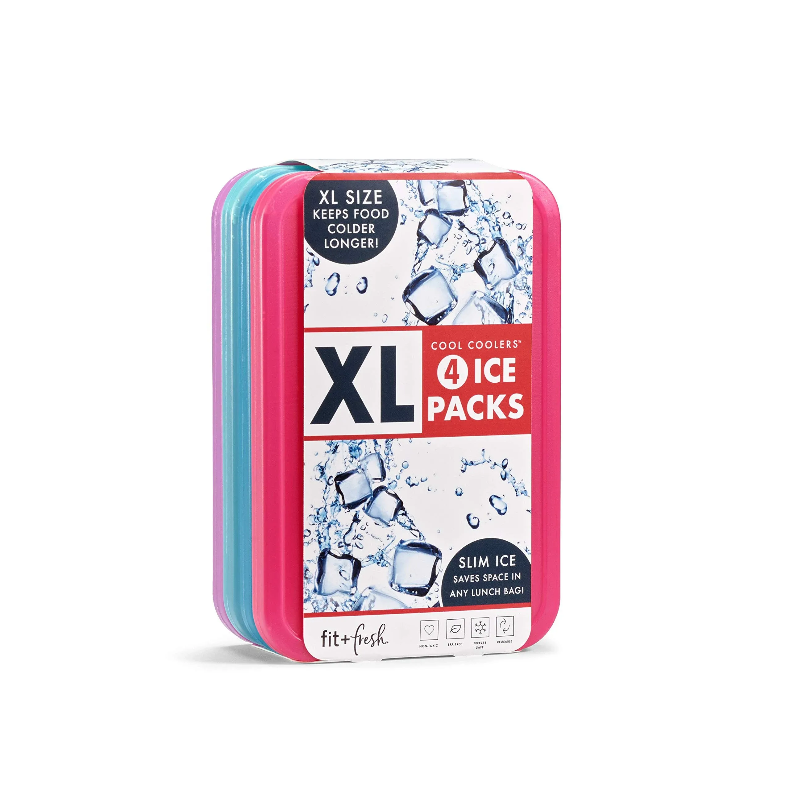 Fit + Fresh XL Cool Coolers Freezer Slim Ice Pack for Lunch Box, Coole