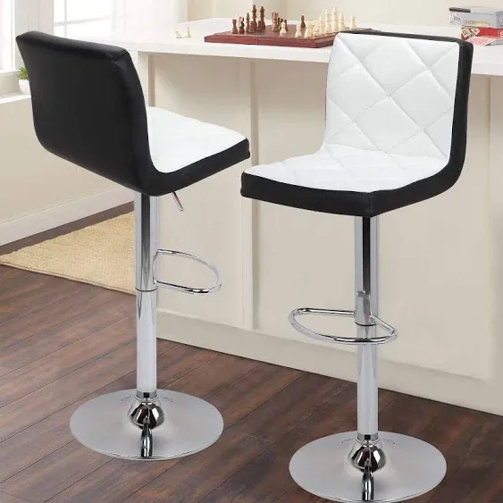 Magshion White Mixed Color Square Adjustable Height Swivel Bar Stool Lift Pub Chair