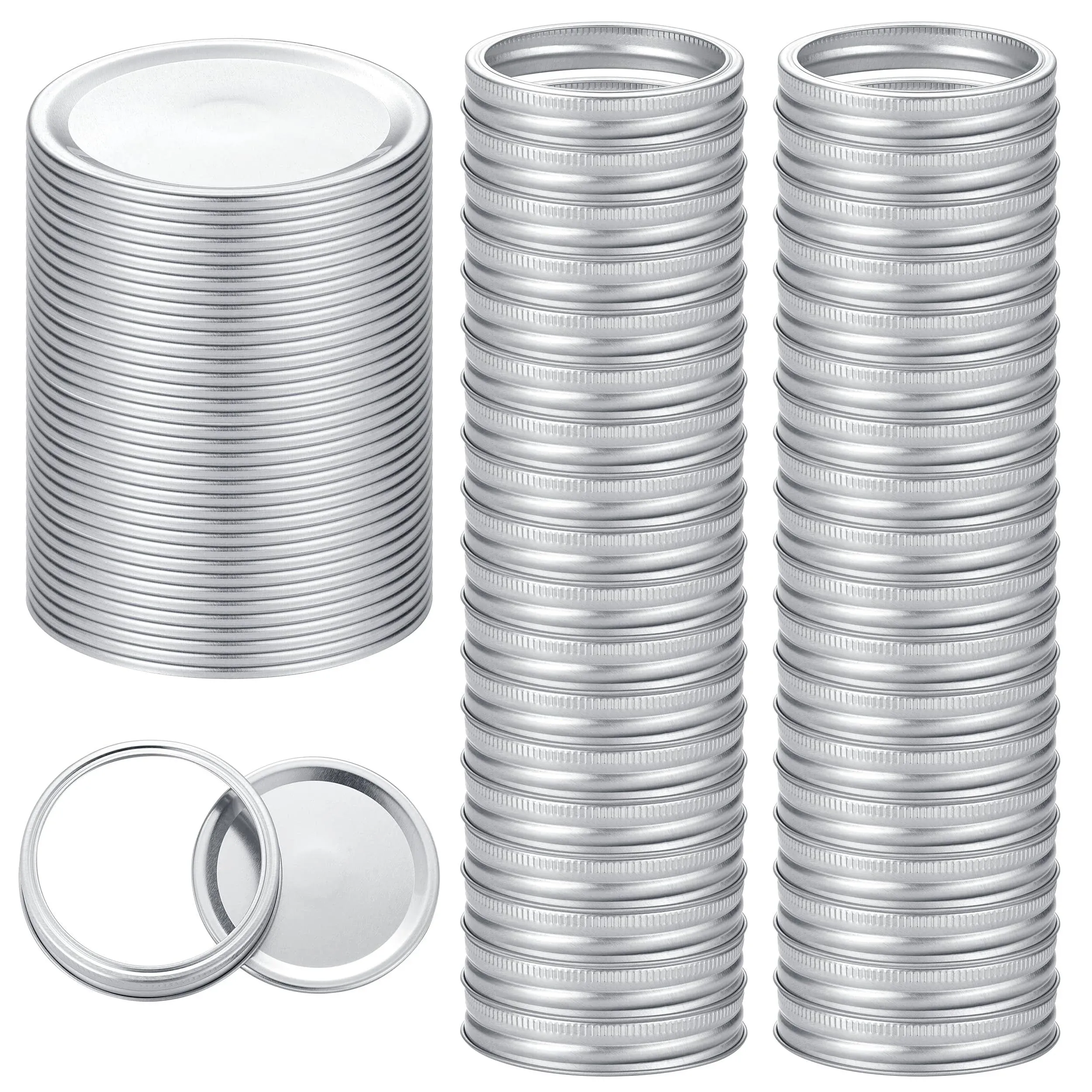 72Pcs Canning Lids with Rings Wide Mouth, for Ball, Kerr Jars - Split-Type Metal Mason Jar Lids for Canning - 100% Fit & Airtight for Regular Mouth Jars (36Lids+36Rings for Wide Mouth)