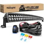 Nilight 42Inch 240W Curved Led Light Bar Spot Flood Combo Led Off Road Lights and 14AWG 5Pin Rocker Switch Wiring Harness Kit for Truck ATV UTV SUV Boat Jeep Lamp,2 Years Warranty