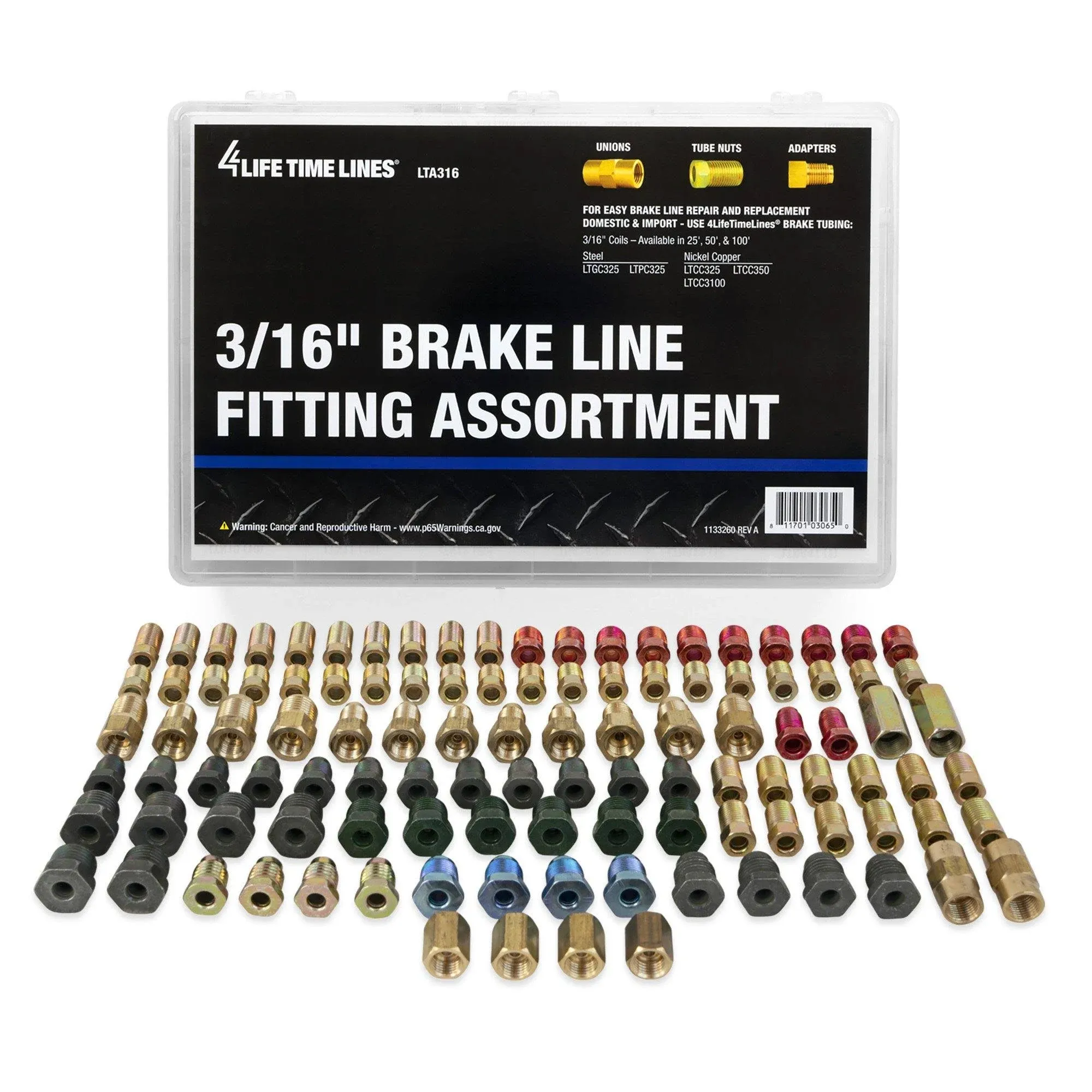 4lifetimelines | 3/16" Brake Line Fitting Assortment | 24 SKU