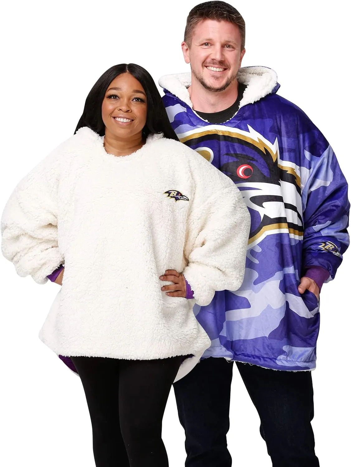 foco NFL Team Logo Reversible Oversized Sherpa Hoodie Sweatshirt Hoodeez