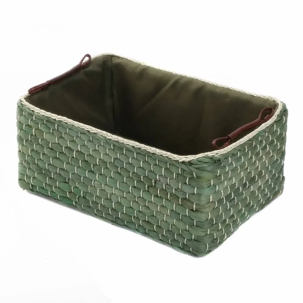 Baskets Woven Maize Straw Storage Bins with Handle Medium Green